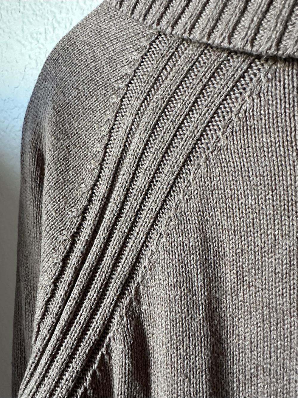 JEANNE PIERRE 100%cotton Taupe Cowl Neck Sweater - Picture 5 of 5